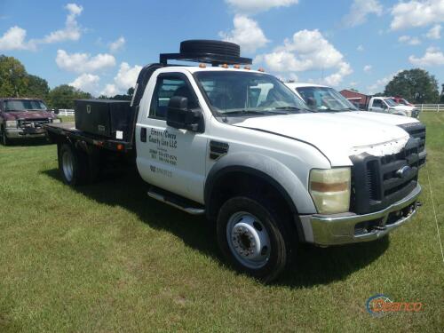 2008 Ford F550 Flatbed Truck, s/n 1FDAF56R78EE31449 Reg. Cab, Headache Rac