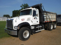 2012 Mack GU713 Tandem-axle Dump Truck, s/n 1M1AX09Y7CM011566: Mack MP7 Eng., Maxitorque T310 10-sp., 14320 Front, 38K Rears, Camelback Susp., Heil 15' Insulated Dump, Odometer Shows 403K mi.