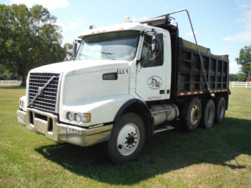 2005 Volvo VHD Tri-axle Dump Truck, s/n 4V5KC9GGX5N375394: D12 Diesel, Eaton Fuller 8-sp., Diff Lock, Ox Bodies Steel Dump. Elec. Tarp, Odometer Shows 583K mi.