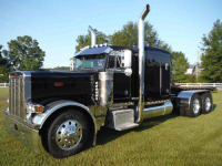 1999 Peterbilt 379 Truck Tractor, s/n 1XP5D49X0XN503671: Cummins ISX 565hp Eng., Fuller 18-sp.,12K Front, 40K Rears, 3.70 Gears, 63" Flat Top Sleeper, Air Ride, All Alum. Wheels, Odometer Shows 241K mi.