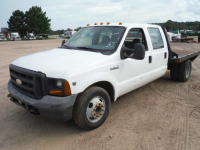 2005 Ford F350 Flatbed Truck, s/n 1FTWW32Y55EB79286: Gas, 4-door, Odometer Shows 201K mi.