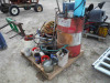 Pallet containing Misc. Items including Nuts, Bolts, 55-gal Oil Drum w/ Manual Pump, Tools, etc. - 2