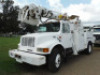 1999 International 4900 Digger Derrick Truck, s/n 1HTSDAAR0XH212041: DT466E Diesel, 6-sp., Altec D45 45' Unit w/ Boom & Bkt., Front-mount Winch, Odometer Shows 48K mi.