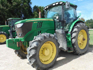 2015 John Deere 6175R MFWD Tractor, s/n 1RW6175RJFR020963: C/A, Power Quad 16x16, Front Weights, 520/85R46 Rears, 480/70R34 Fronts, 3PH, PTO, Meter Shows 6920 hrs