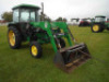 John Deere 2040S Tractor: 2wd, Encl. Cab, Bushhog 2446 QT Loader w/ Bkt. & Hay Spear, 3PH, PTO, Hyd Remote, Drawbar, Meter Shows 4145 hrs - 2