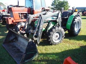 Deutz Agrolux 57 MFWD Tractor, s/n D09P523WT1182: Deutz L74 Loader w/ Bkt., Meter Shows 1269 hrs