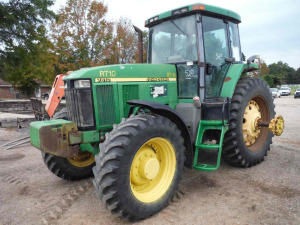 John Deere 7810 Tractor, s/n RW7810H075379: Encl. Cab, Front Weights, Rear Duals, Meter Shows 2140 hrs