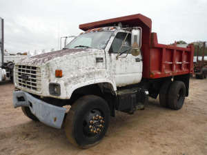2001 Chevy 7500 Single-axle Dump Truck, s/n 1GBM7H1CX1K501126 (Inoperable - No Title - Bill of Sale Only): Cat 3126 Eng., 6-sp., S/A, Odometer Shows 381K mi.