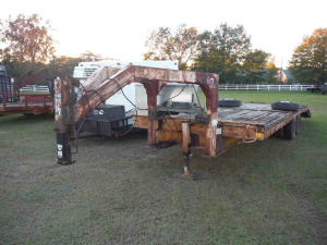 Shopbuilt Trailer (No Title - Bill of Sale Only): 24' Deck, 5' Dovetail, Manual Ramps, Front Winch, Tool Box, T/A