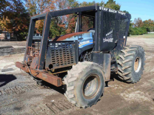 New Holland TS6.120 MFWD Tractor, s/n NH02525M: Wood Boss, Meter Shows 2474 hrs