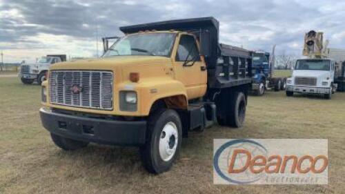 1991 Chevy Kodiak Dump Truck, s/n 1GBM7H1J5MJ106726: 107K mi.