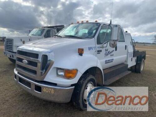 2007 Ford F650 Flatbed Truck, s/n 3FRNW65C67V423454: Crew Cab, 82K mi.