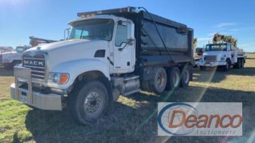 2007 Mack Granite CV713 Tri-axle Dump Truck, s/n 1M2AG11C97M047055: Ox Bodies 16' 21-yard Body, 468K mi.