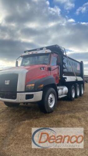 2013 Cat CT660S Tri-axle Dump Truck, s/n 1HTJGTKT0DJ115628: Cat C13 Eng., 8LL, Ox Bodies Dump, 170K mi.