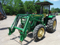 John Deere 5055E MFWD Tractor, s/n 1PY5055ECBB07555: JD 553 Loader, No Bkt., Aux. Hydraulics, Drawbar, Hyd. Remote, Meter Shows 2901 hrs