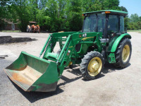 John Deere 5055E MFWD Tractor, s/n 1LV5055EV04140018: Encl. Cab, JD H240 Loader w/ Bkt., 3PH, PTO, Drawbar, Hyd. Remotes, Meter Shows 1215 hrs