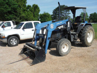 1996 New Holland 4835 Tractor, s/n 042495: Rollbar Canopy, BushHog 2446AT Loader w/ Bkt. & Hay Spear, Hyd. Remote, Meter Shows 2266 hrs