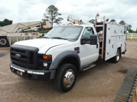 2008 Ford F550 Mechanic Truck, s/n 1FDAF56R18EE06790 (Title Delay): Powerstroke Diesel, 2wd, Auto, Maintainer Body, Air Compressor, Tool Trays, Outriggers, Covered Lockable Bed, Maintainer 1115 Crane, 5000lb. Cap., Air Hose Reels, Odometer Shows 125K mi.