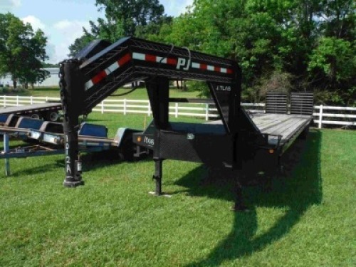 2020 PJ Heavy-duty 40' Gooseneck Trailer, s/n 4P5LD4026L1326027: T/A, Dovetail, Manual Ramps