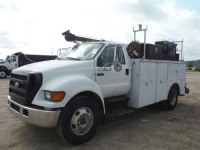 2005 Ford F650 Service Truck, s/n 3FRWF65P15V113278: Cat 3115 Diesel, Allison Auto, Service Body, IMT Crane, Air Compressor, Miller Welder, Odometer Shows 192K mi.