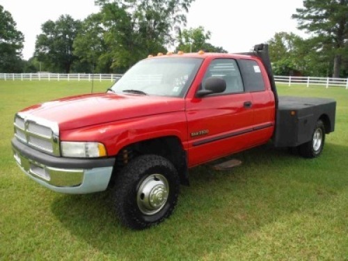 1998 Dodge 3500 4WD Flatbed Truck, s/n 1B7MF3369WJ256013: Cummins, 5-sp., Ext Cab, Odometer Shows 262K mi.