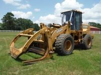 John Deere 624H Rubber-tired Loader, s/n DW624HX586383: C/A, Forks w/ Top Clamp, Meter Shows 12923 hrs