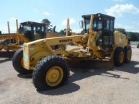 2001 Komatsu GD530A-2BY Motor Grader, s/n 210649: Encl. Cab, Hyd. Side Shift, Tip Control, Mid-mount Scarifier (No Shanks), Meter Shows 9825 hrs