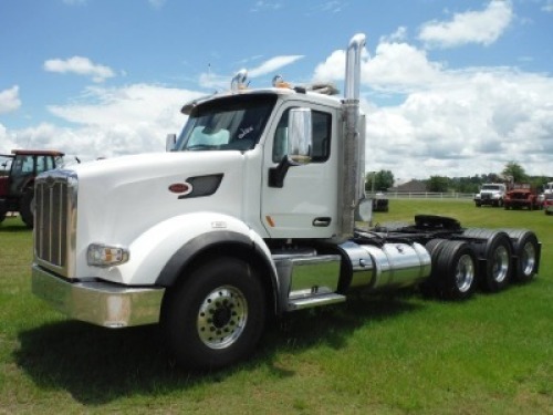 2016 Peterbilt 567 Truck Tractor, s/n 1XPCP4EX3GD324230 (Rebuilt Title): Tri-axle, Day Cab, Cummins ISX15 Eng., Fuller 18-sp., Wet Kit, Headache Rack, Odometer Shows 423K mi.