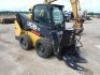 JCB 300 Eco Skid Steer Loader, s/n GE0300WCB1746398: Power Boom, C/A, Heat, Hyd. Coupler, Aux. Hydraulics, Side Door Entry, w/ MTL Extreme 30-ton Rotating Hydraulic Tree Shear, Meter Shows 1047 hrs - 2