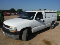 2002 Chevy 1500 Pickup, s/n 1GCEC14W82Z313913: 2wd, Camper Shell, Odometer Shows 164K mi.