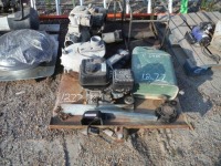 Lot Containing 5-gallon Fuel Can, Towable Shop Cart & Assorted Pump Parts