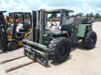 US Army M4K 4WD Forklift, s/n 9144841: Articulating, Diesel, Canopy, 4000 lb. Cap., Meter Shows 1108 hrs