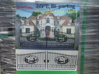 Unused 2022 Greatbear 20' Bi-parting Gate: Wrought Iron, Deer Artwork