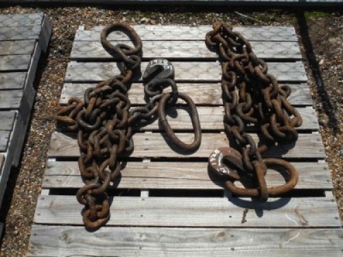 Lot of (2) 3/4" Chain w/ D-Ring & Hook