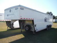 2018 Wells Cargo 32' Enclosed Gooseneck Trailer, s/n 575200R33JT353337 (Flood Damaged): 3-axle, Side Door, Rear Barn Door, Inside Wood Shelving, Used for tool storage