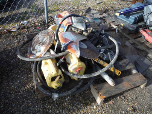 Pallet of Concrete Vibrators, Stihl Concrete Saw (Flood Damaged)