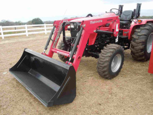 Mahindra 4550 MFWD Tractor, s/n PNFY2528: Rollbar, Front Loader w/ Bkt., Rotary, Mower, 26 hrs, ID 43534