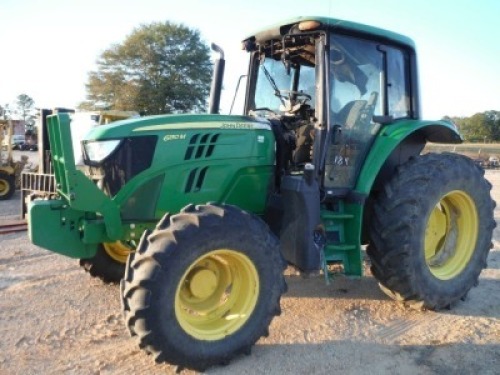 2018 John Deere 6130M MFWD Tractor, s/n 896260 (Salvage): Fire Damage, 3 Remotes, 18.4-34 Rears, 14.9-24 Fronts, Meter Shows 1456 hrs